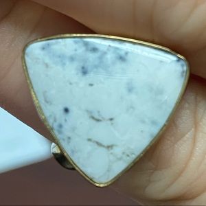 Dendrite Opal triangle ring in alchemia gold